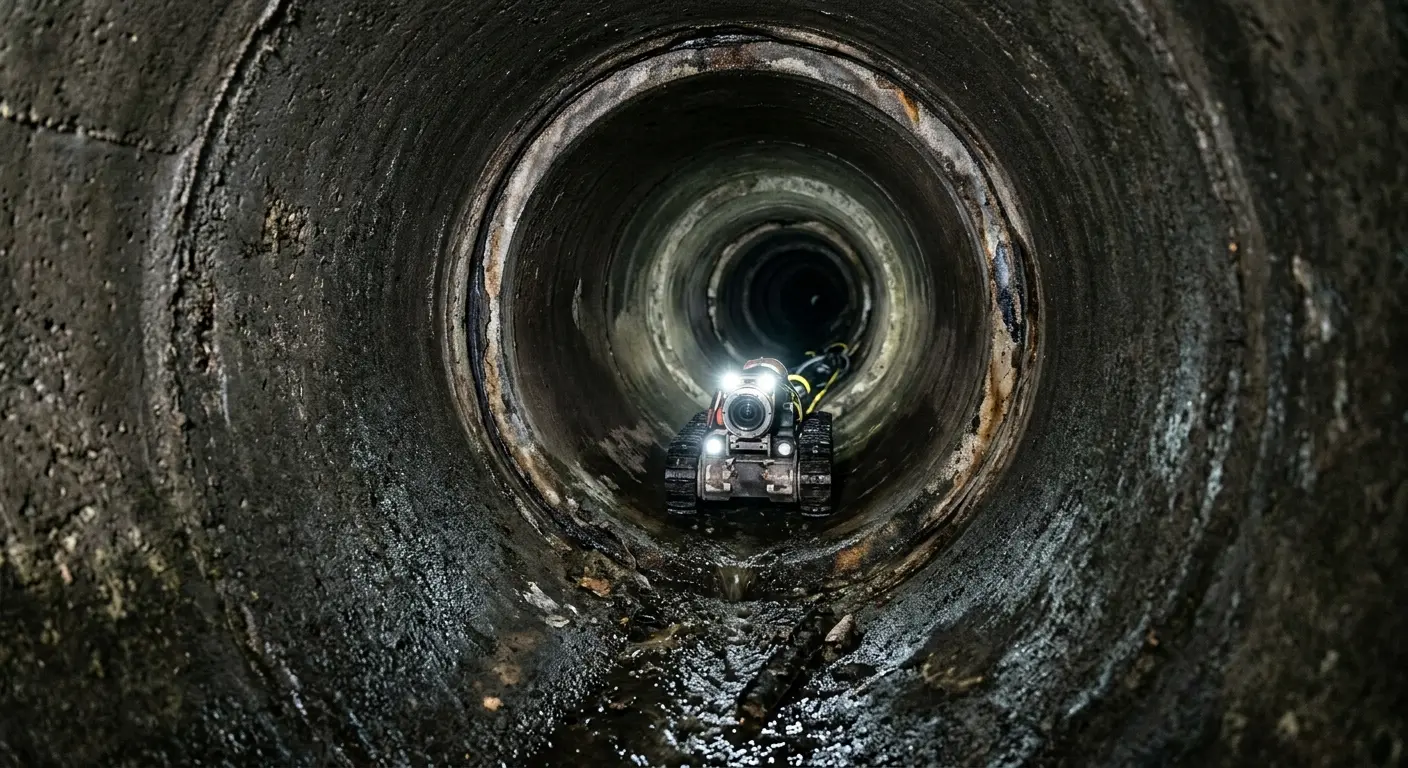 Robotic sewer camera inspecting pipe interior for Drain Snake Service in Larkfield-Wikiup